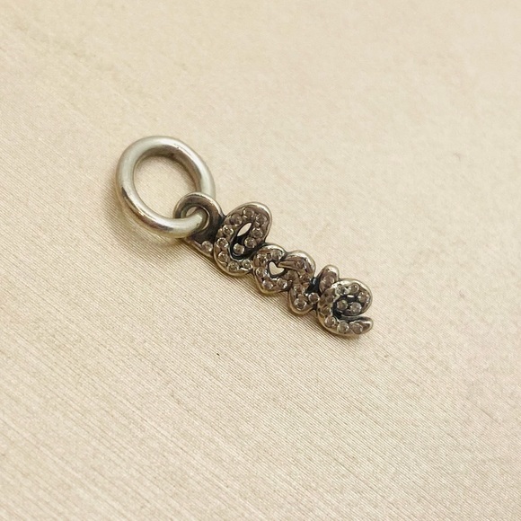 EUC Pandora 791428CZ Sterling Silver Signature of Love Dangle w/ Clear Zirconia - Picture 4 of 8